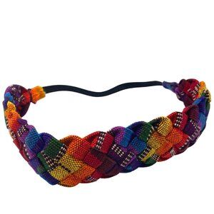 Handwoven Colorful Fabric Headband Stretch Boho Folk Artisan Mexico Hippie